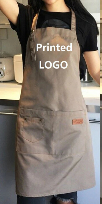 Custom Company Shop Kitchen Aprons For Woman Men Chef Work Grill Restaurant Bar Cafes Beauty Nails Studios Uniform 240810