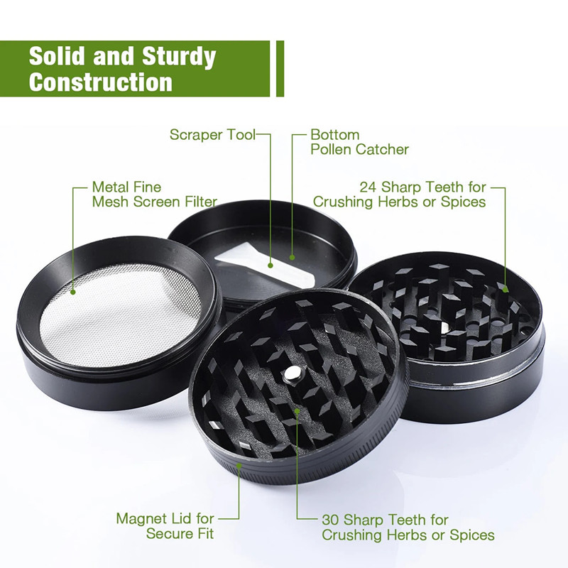 4-Layer Aluminum Herbal Herb Tobacco Grinders For Smoking Metal Tobacco Cutting Pipe Accessories Tobacco Herb Spice Mills