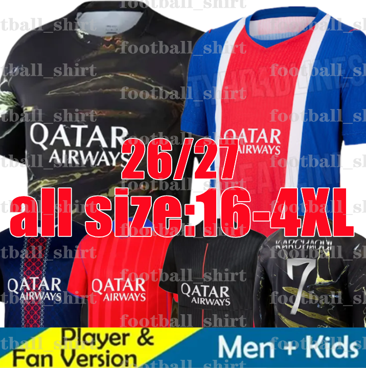 O DEMBELE KVARATSKHELIA 26 27 PSGES Maillots fourth soccer jerseys D DOUE HAKIMI 2026 paris BARCOLA JOAO NEVES VITINHA KIMPEMBE football shirt Men Kids Kits socks