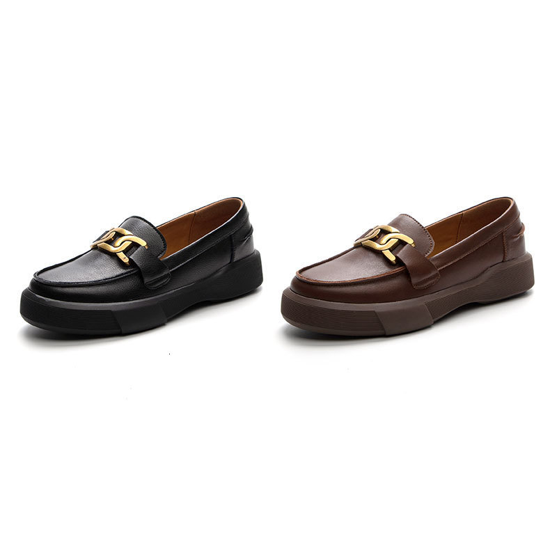 Classic Black Women Loafers Shoes Comfortable Leather Platform Shoes Slip-on Casual Shoes for Footwear Mocasines Hombre 240617