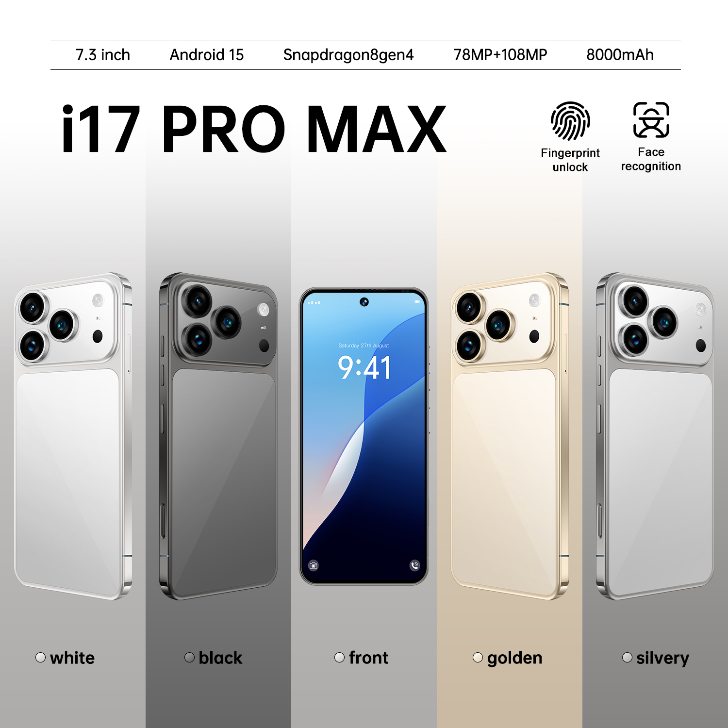 New hot-selling i17 Pro Max Android smart phone 16+1T factory direct sales for foreign trade mobile phones