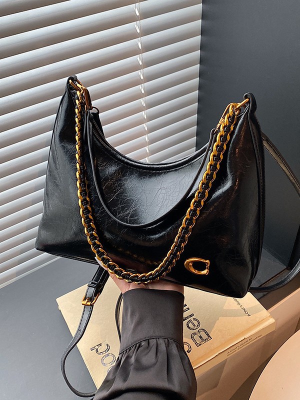 free shipping designer bag 2026 Summer Women's French Waxed Leather Bucket Bag, Large Capacity Underarm Shoulder Crossbody Purse