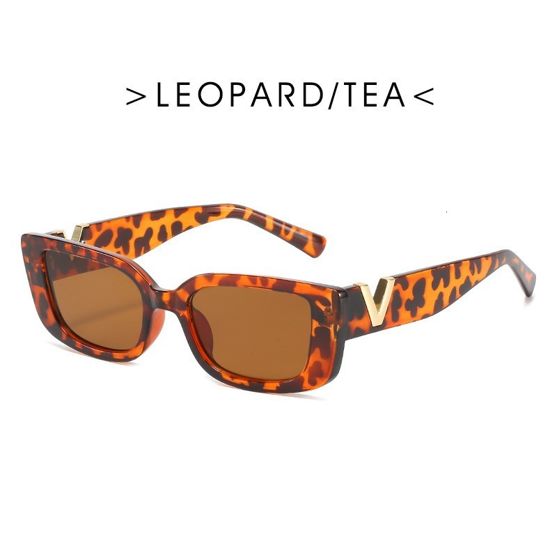 Luxury Brand Designer 2026 New Womens Retro Sunglasses Hollow V Square Frame UV400 Anti-UV Trendy Ins Streetwear Face Flattering Shades for Daily Wear