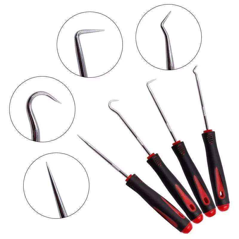 4Pcs Premium Car Oil Seal Screwdriver Set, O-Ring Gasket Puller Remover, Chrome Vanadium Steel Hook Pick Repair Tools