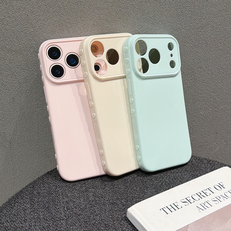 Heart Love Soft TPU Cases For Iphone 17 Pro Max 16 Plus 15 14 13 12 11 Iphone17 Candy Bling Lover Silicone Fine Hole Mobile Phone Back Cover Skin Fact