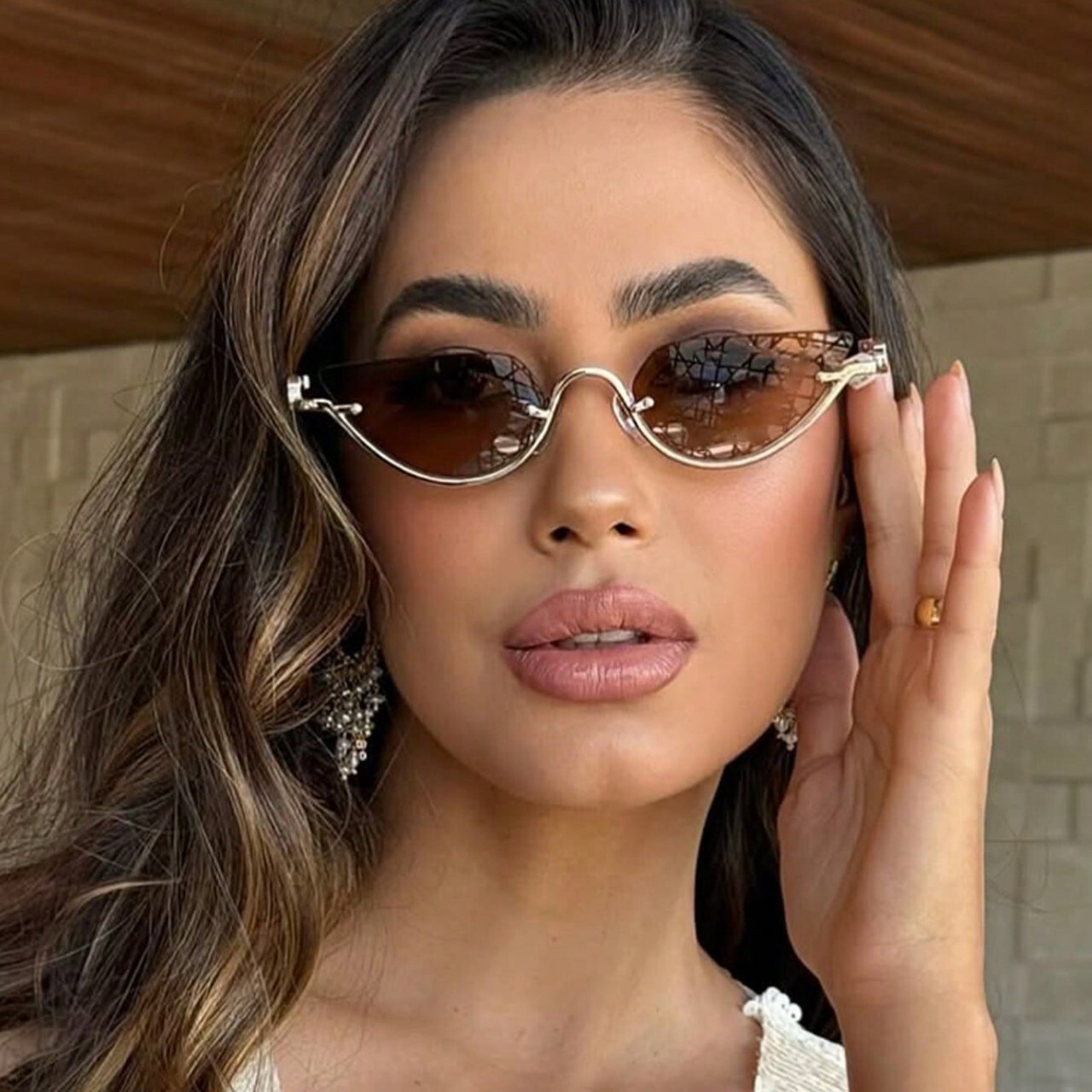 Designer Sunglasses For Women Luxurious Personality Semi-circular Gradient High-definition Lenses, Fashionable High-end Street Outdoor Cycling UV Prot - view 3
