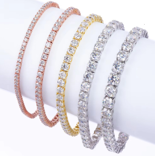 Cheapest Price RTS Vvs Moissanite Bracelet 925 Sterling Silver 2mm 3mm 4mm 5mm 65mm Moissanite Tennis Bracelet Chain