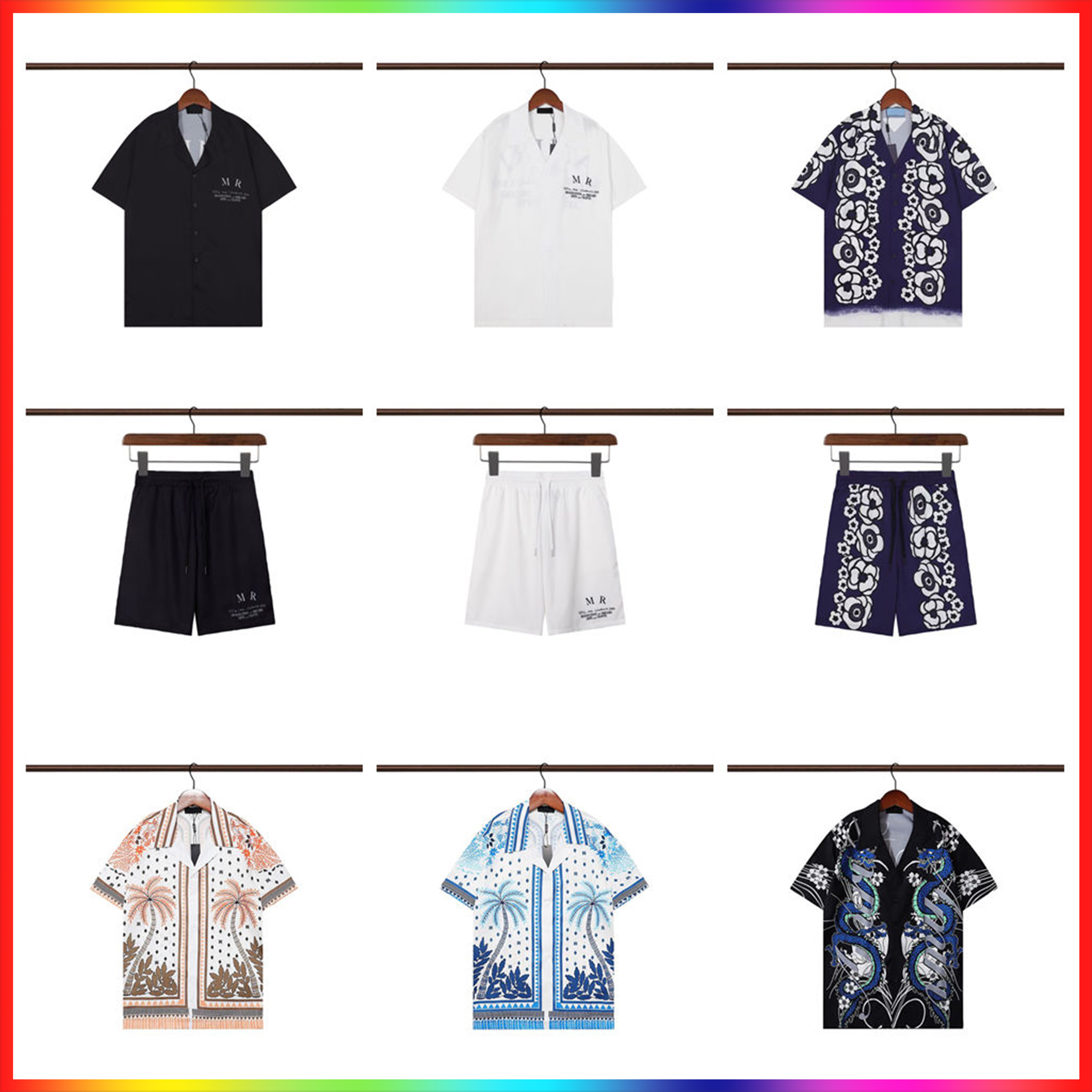 2026 Designer Shirt Mens Button Up Shirts print bowling shirt Hawaii Floral Casual Shirts Men Slim Fit Short Sleeve Dress Hawaiian Retro Printed Shirt