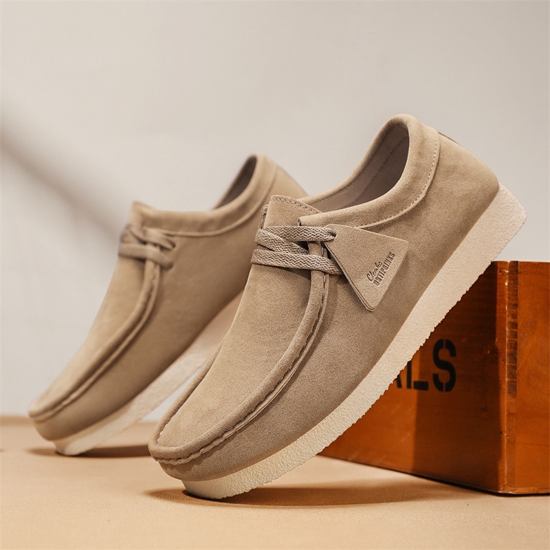 Mens Black Suede Breathable Wallabee Style Casual Shoes