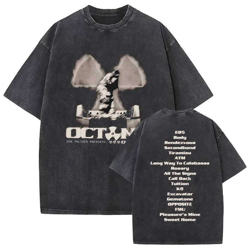 Rapper Don Toliver Octane Tour Album 2026 Vintage Washed Graphics T Shirts Men's Hip Hop Gothic Short Sleeve T-shirts Streetwear 26L 26L0507