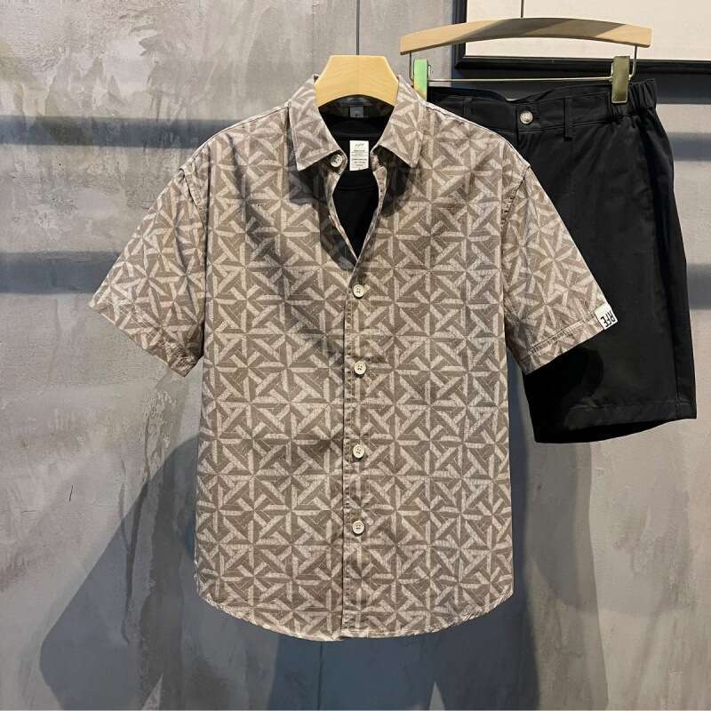 Designer Luxury 2026 Colorful Selected New Summer Styles, Fashion Plaid Short-sleeved Shirts, Men's Square Collar, Versatile And Stylish Trendy B