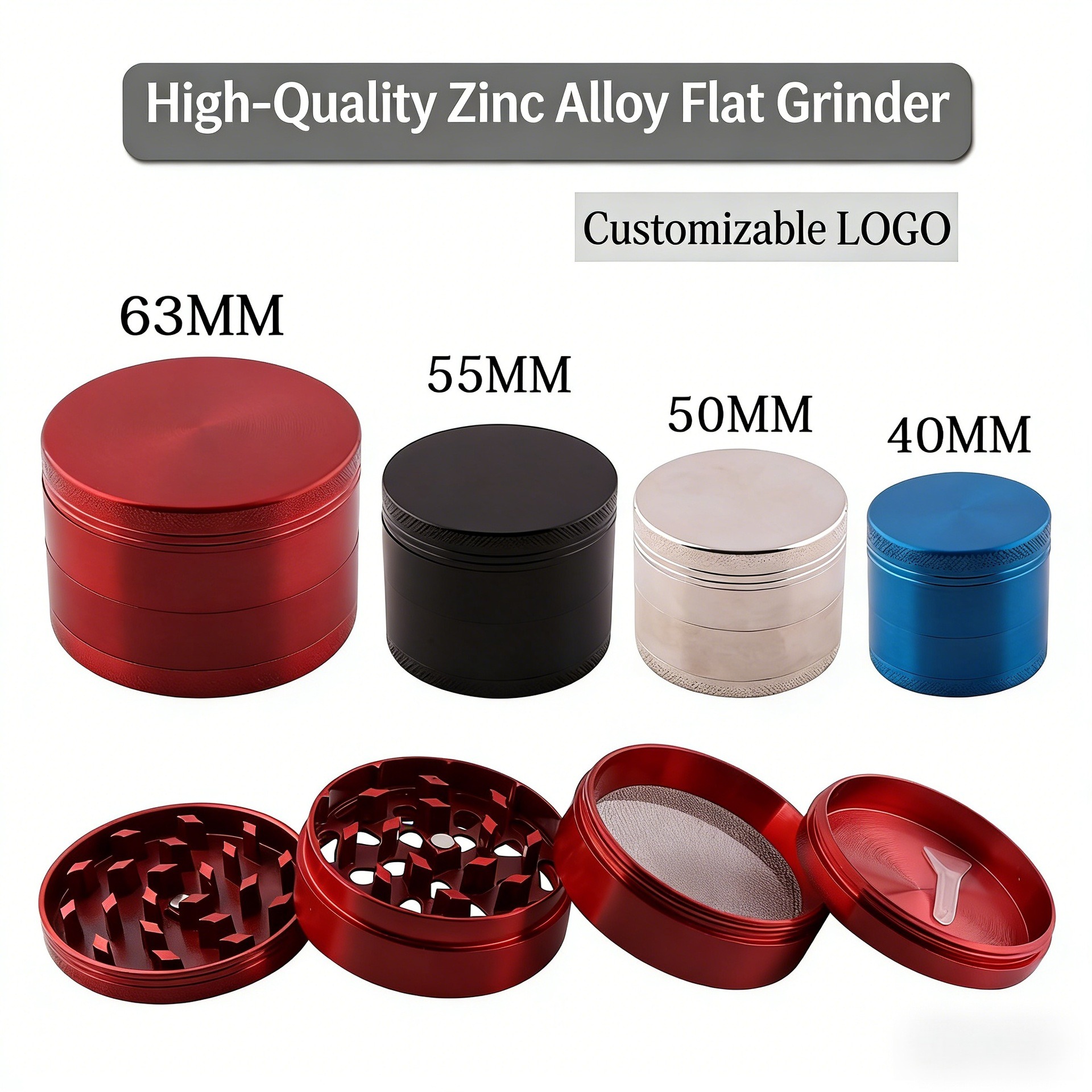 4-Layer Aluminum Herbal Herb Tobacco Grinders For Smoking Metal Tobacco Cutting Pipe Accessories Tobacco Herb Spice Mills