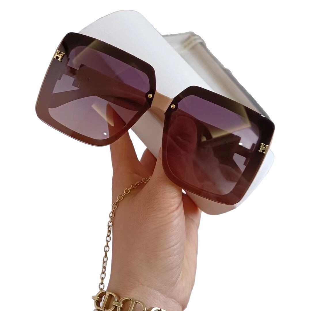 Luxury Brand Designer 2026 New Womens Polarized Sunglasses Oversized Orange Frame UV400 Anti-UV Face Shades for Driving Streetwear