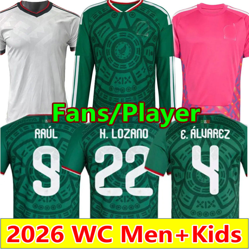 2026 Mexico Soccer Jersey 26 27 H. LOZANO CHICHARITO A. GUARDADO S. JIMENEZ National Team A.VEGA G.OCHOA goalkeeper long sleeve Football Shirt men women kids set S-4XL