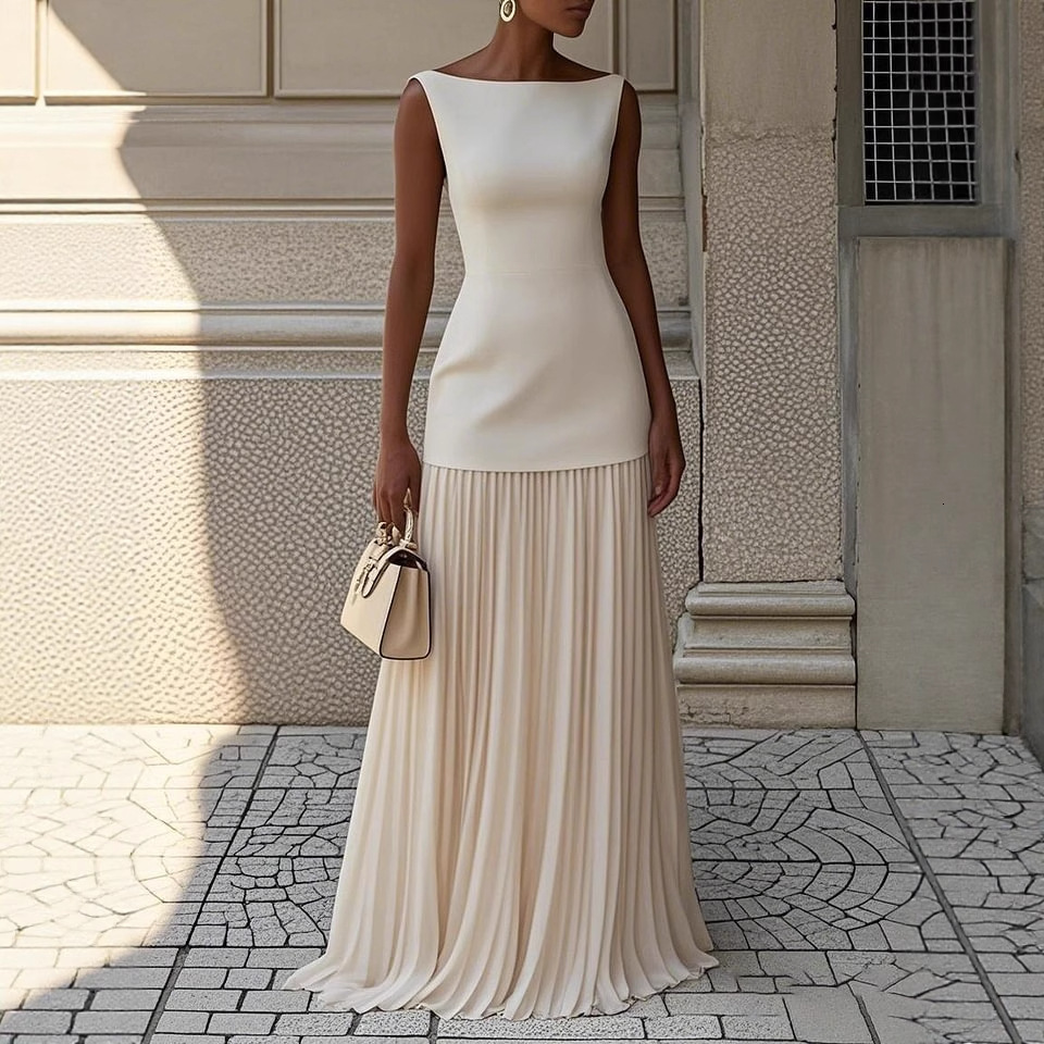 European and American Women's Fashion Solid Color Sleeveless Vest + Knitted Skirt Two-Piece Set