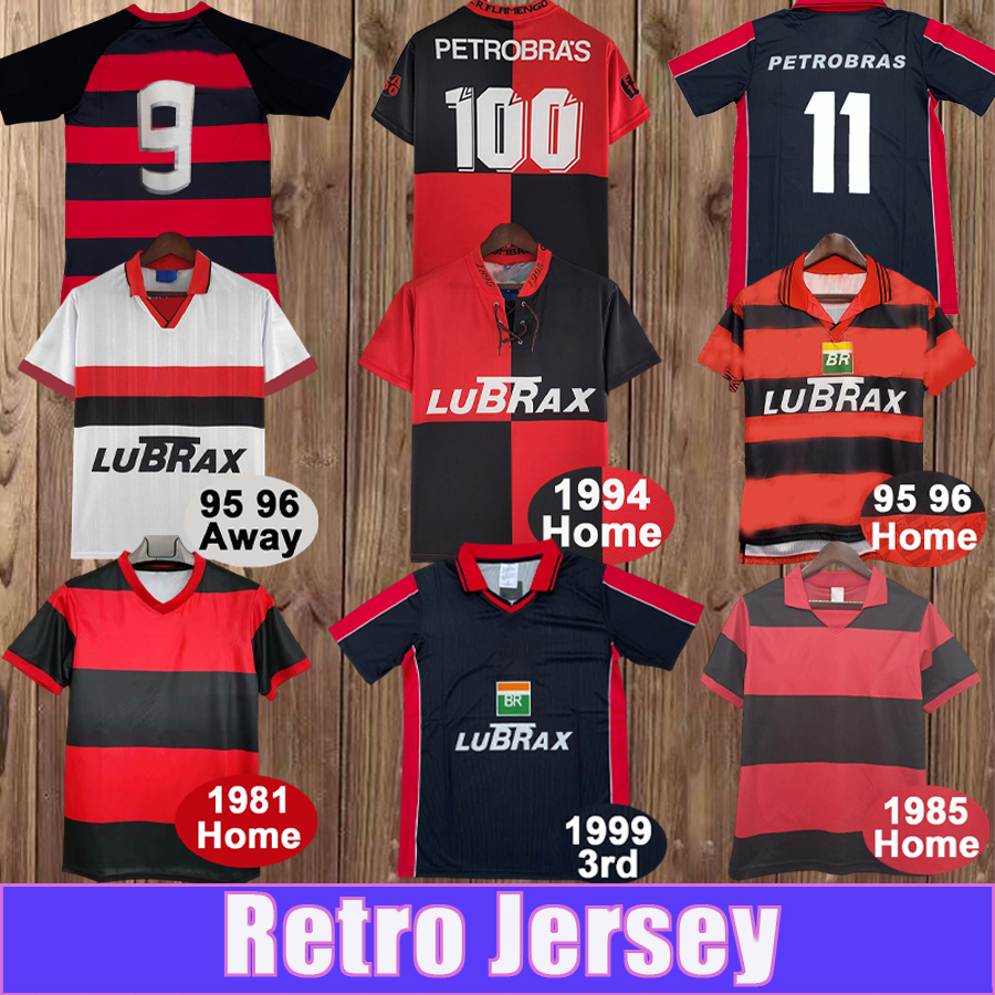 1995 1996 Flamengo Mens RETRO Soccer Jerseys 1985 1994 Home Red Black Away White 3rd Blue Vintage Football Shirt Short Sleeve Adult Uniforms