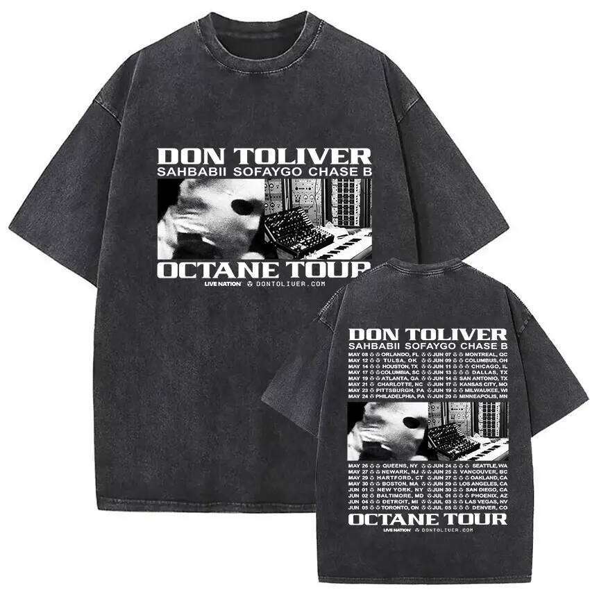 Rapper Don Toliver Octane Tour Album 2026 Vintage Washed Graphics T Shirts Men's Hip Hop Gothic Short Sleeve T-shirts Streetwear 26L 26L0507