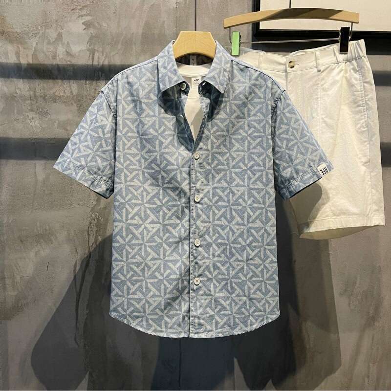Designer Luxury 2026 Colorful Selected New Summer Styles, Fashion Plaid Short-sleeved Shirts, Men's Square Collar, Versatile And Stylish Trendy B