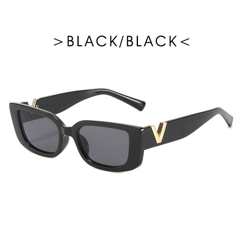 Luxury Brand Designer 2026 New Womens Retro Sunglasses Hollow V Square Frame UV400 Anti-UV Trendy Ins Streetwear Face Flattering Shades for Daily Wear
