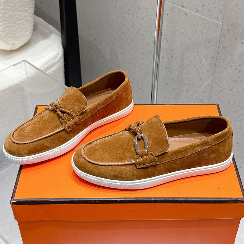 Mens Womens Lgnacio Loafer H241926ZA Designer Suede calfskin Driving loafer Couple Braided Leather Cord Chaine d Ancre Buckle Casual Shoes Sizes 35 46