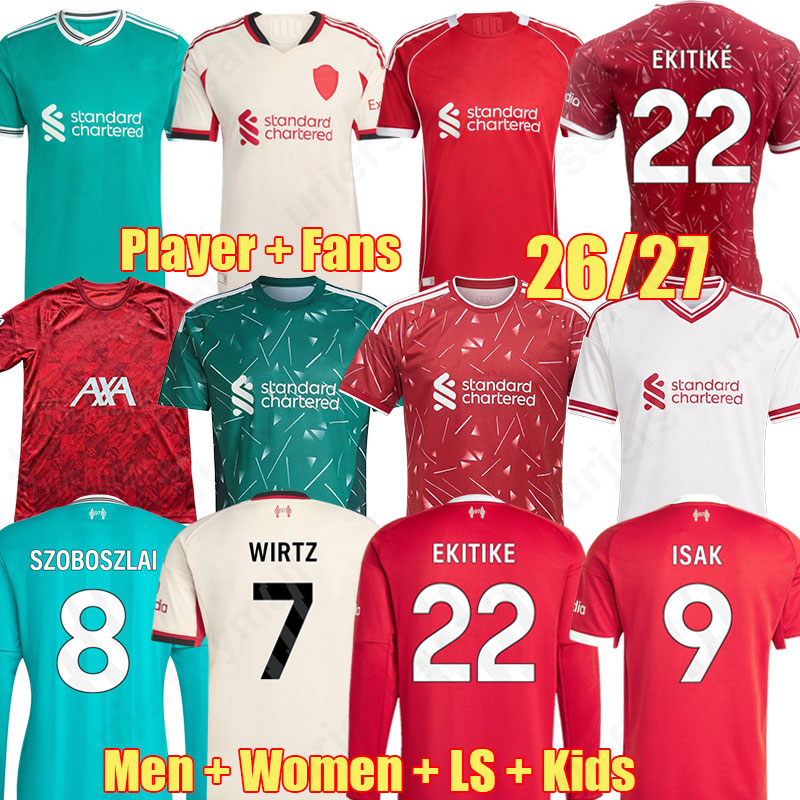 Liverpool 3XL soccer jerseys ALLISTER WIRTZ 26 27 ISAK EKITIKE FRIMPONG SZOBOSZLAI GAKPO Icons women 2026 2027 football shirt DIOGO J Mohamed Kids kit uniforms 886