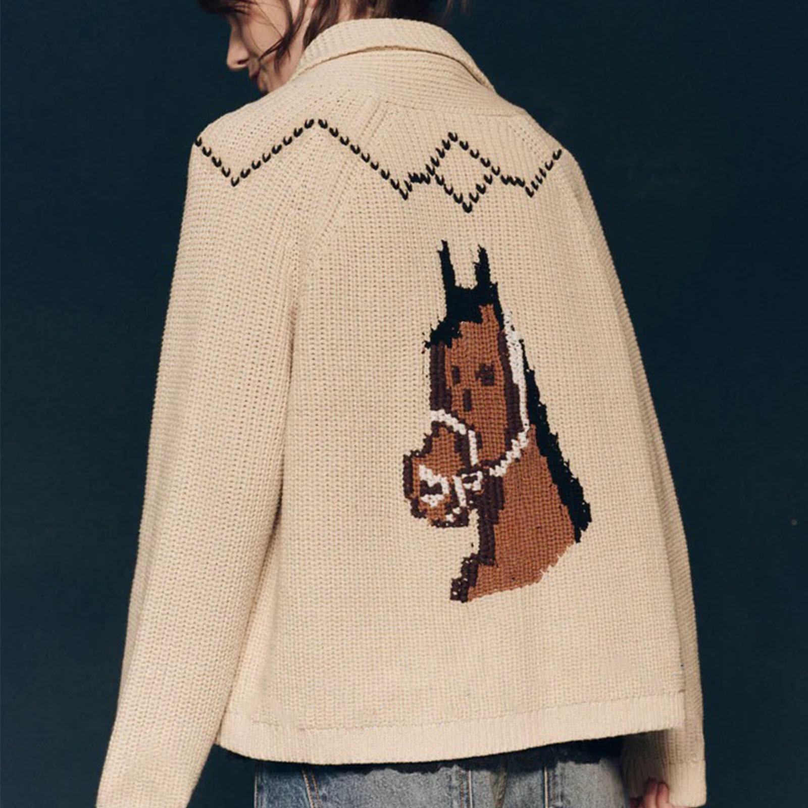 2025 Fall/Winter New Fashionable Artistic Lapel Loose Casual Knit Cardigan Sweater 260126