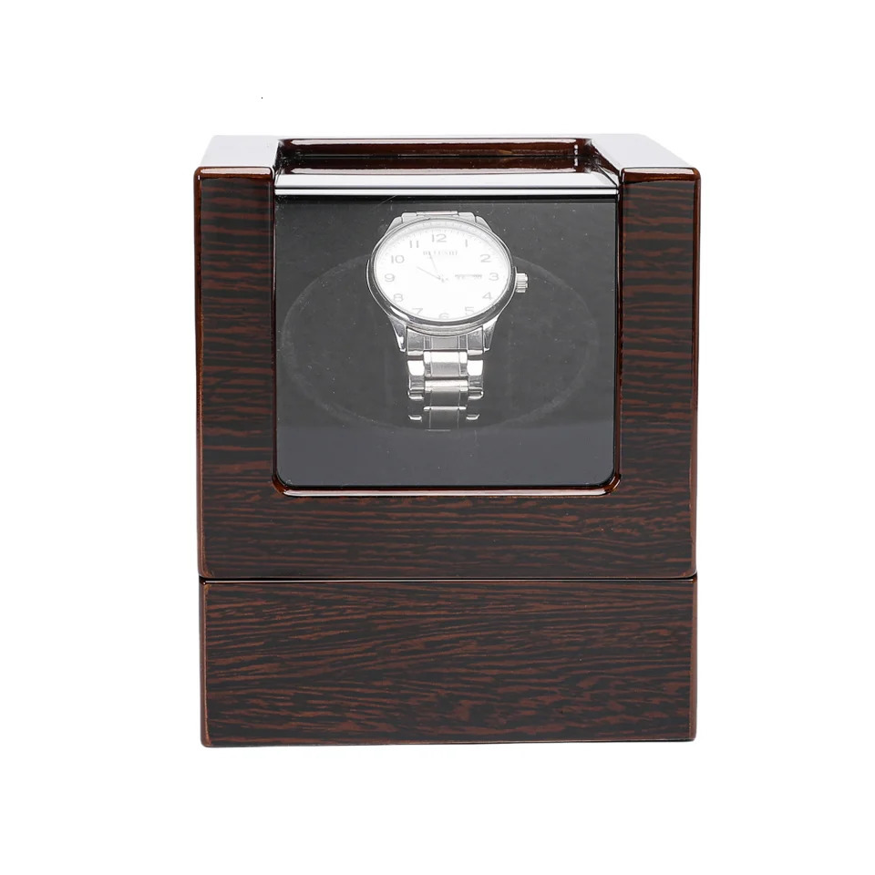 Embers Luxry Single Watch Winder Battery Wooden Shaker Watch Box Automatic Winder Glass Storage Case Mabuchi Motro 260507