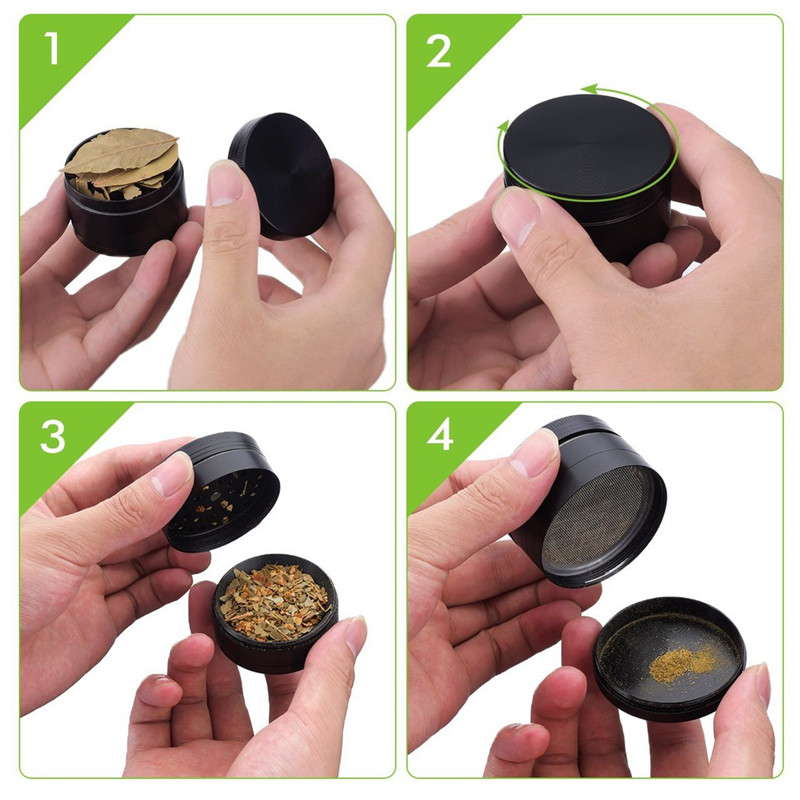 4-Layer Aluminum Herbal Herb Tobacco Grinders For Smoking Metal Tobacco Cutting Pipe Accessories Tobacco Herb Spice Mills