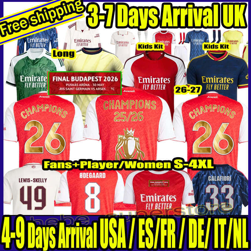 S-4XL Arsenally jersey Champions GYOKERES LEWIS-SKELLY RICE soccer jerseys HAVERTZ J.TIMBER SAKA ODEGAARD MARTINELLI SALIBA 25 26 27 football shirt Men Kids shirt