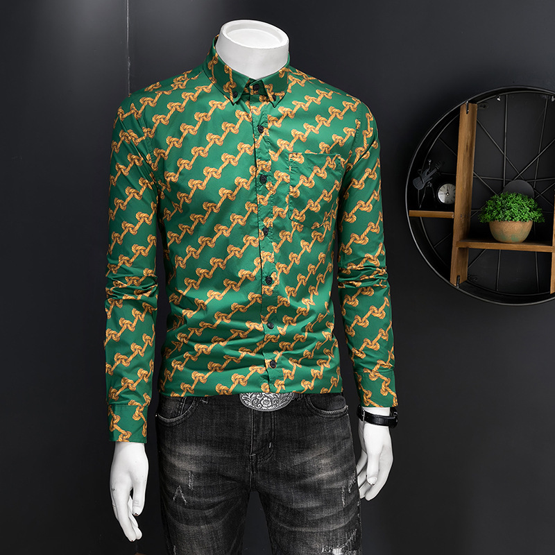 European fashion long-sleeve shirt with a turn-down collar, single-piece bright-colored base shirt, 2026 four-season men's clothing