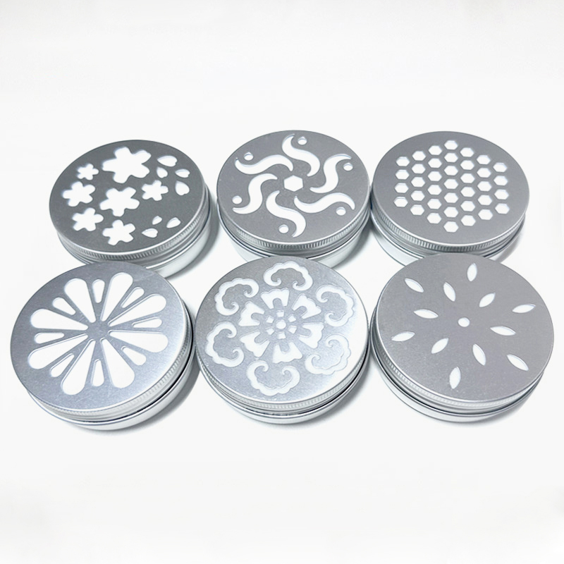 2 Oz/60ml 80ml Car Scented ointment jar Screw Lid Round Hollow Aluminium Cream Jar Cans Makeup Empty Lip Balm Scented Fragrance Candles Container Home Decorations