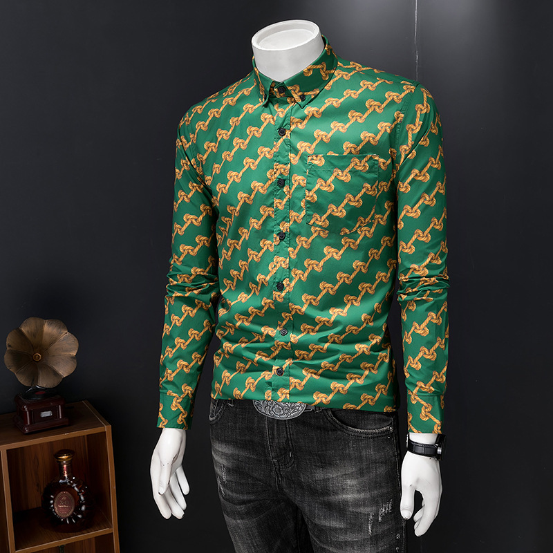 European fashion long-sleeve shirt with a turn-down collar, single-piece bright-colored base shirt, 2026 four-season men's clothing