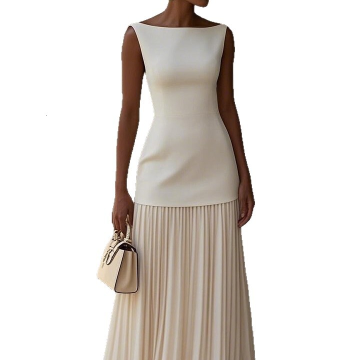 European and American Women's Fashion Solid Color Sleeveless Vest + Knitted Skirt Two-Piece Set