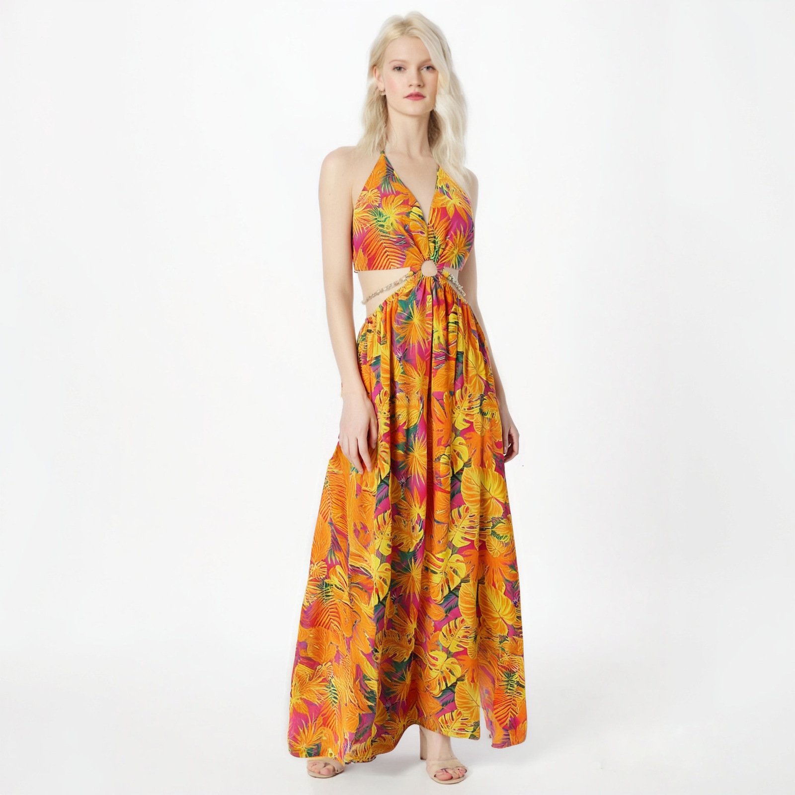 Casual Dresses Women High Waist Summer Dress Fashion Sundresses Women Floral Print Dress Maix Dresses robe fille 230413