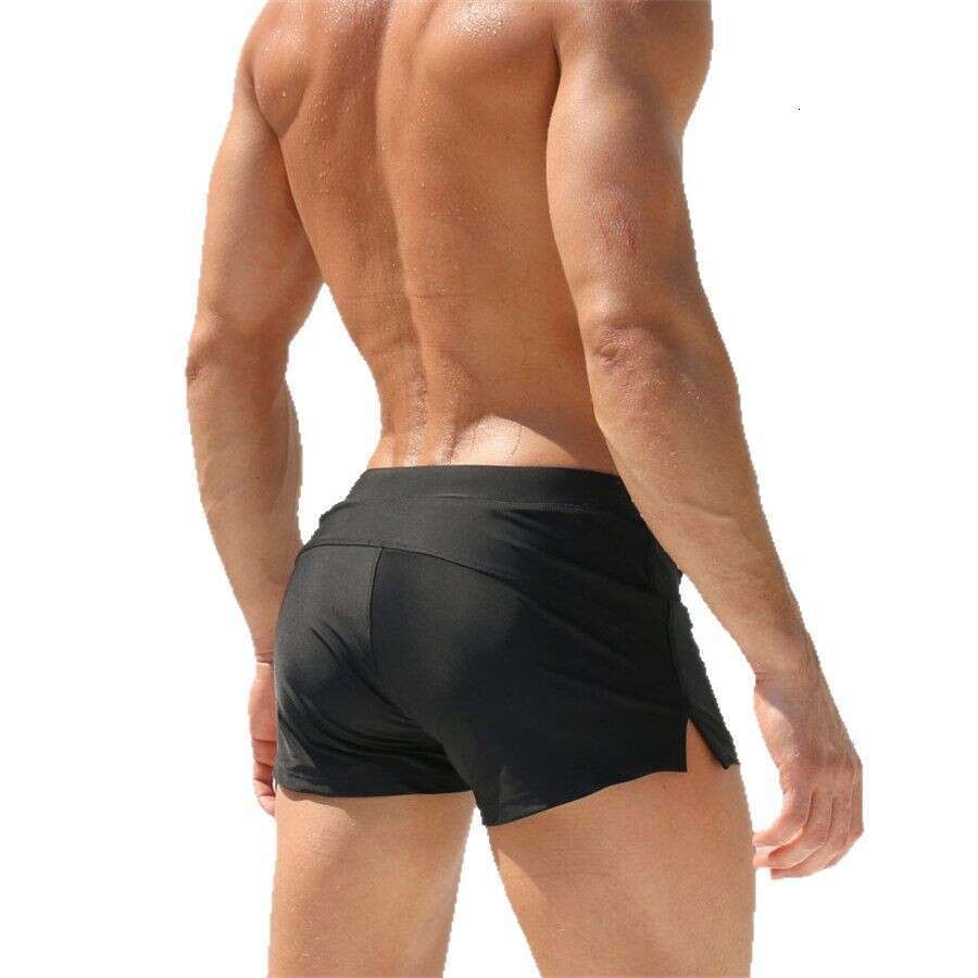 New European and American Style Men's Swim Trunks Boxer Quick-Dry Beach Shorts Men's Swimwear Vertical Pocket Swim Trunks Export