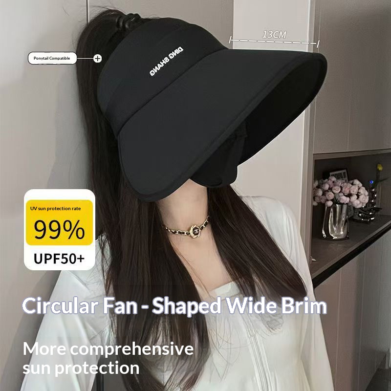 Women's Summer Wraparound Large Brim Hollow Top Hat, Minimalist Outdoor Travel UV Protection Sun Hat