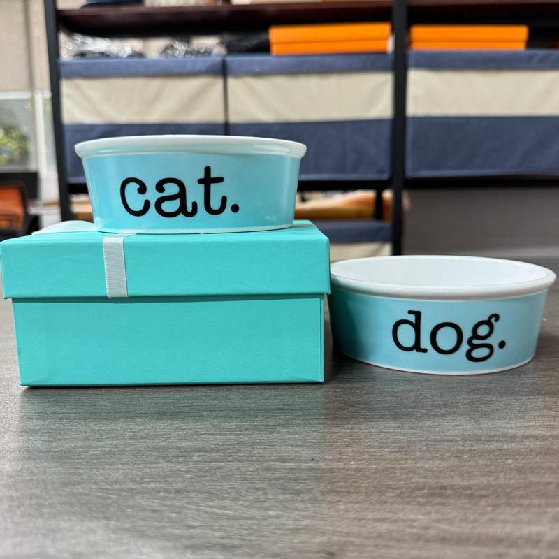 Designer Pets Bowls Classic Blue Ceramic Dog Bowl Modern Indoor Cat Food or Water Bowls Heavy Duty Fired at High Temperature of 1300 Celsius High Whiteness High Gloss