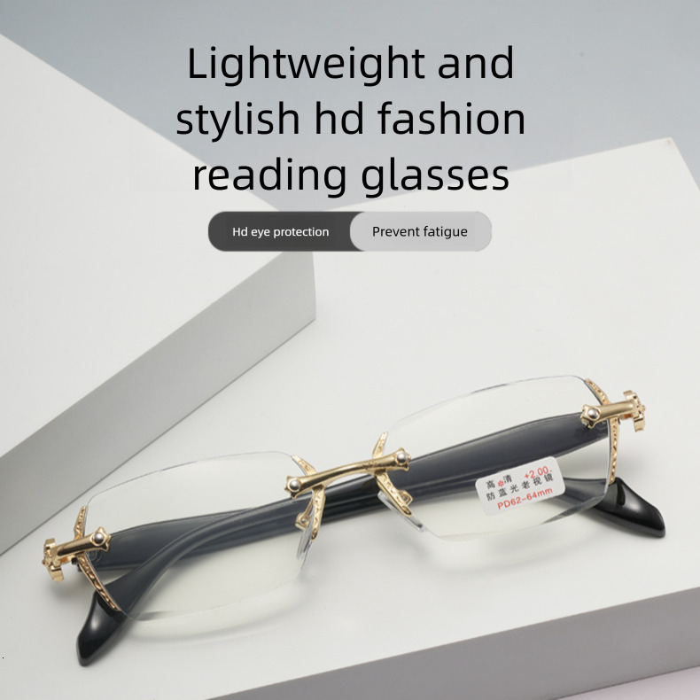 2026 New Designer Sunglasses Luxury Unisex Anti Blue Light Day And Night Reading Glasses Diamond Cut Frameless Business Anti Blue Light High-end Presb - view 6