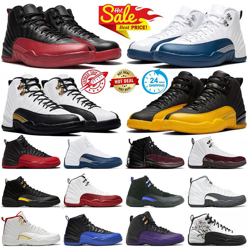 OG 12 Basketball Shoes 12s Designer Sneakers Flu Game French Blue Dark Grey AMM University Yellow Men Women XII Outdoor Sports Trainers With Size US13