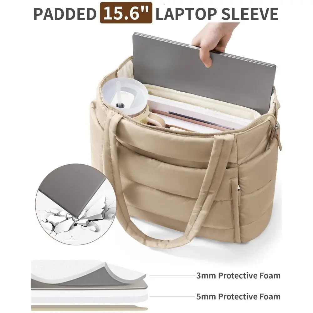 Large Capacity Puffer Tote Bag for Women with Coin Purse Multiple Pockets Puffy Handbag Casual Lightweight Quilted Shoulder Bag 260506 - view 6