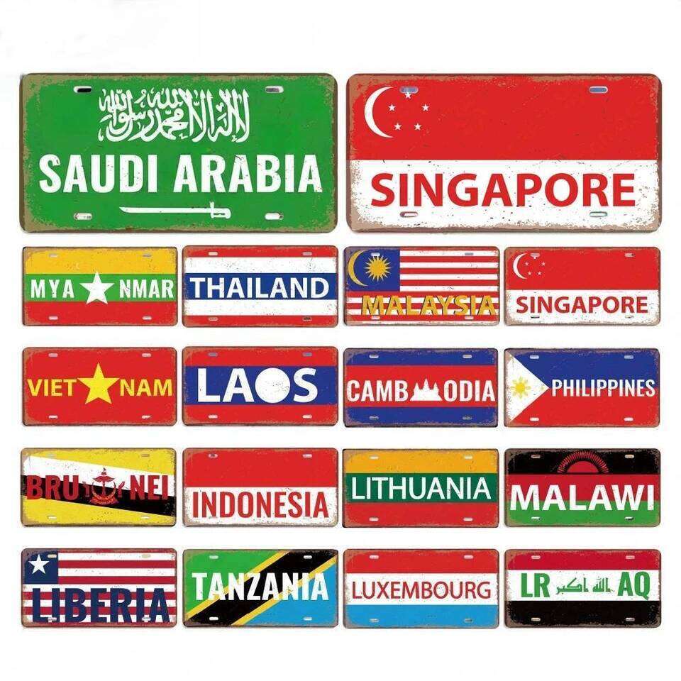 Vintage Country Poster License Plates Saudi Arabia Singapore Thailand Metal Aluminum Sign For Bar Garage Club Home Wall Decor 26Y0507