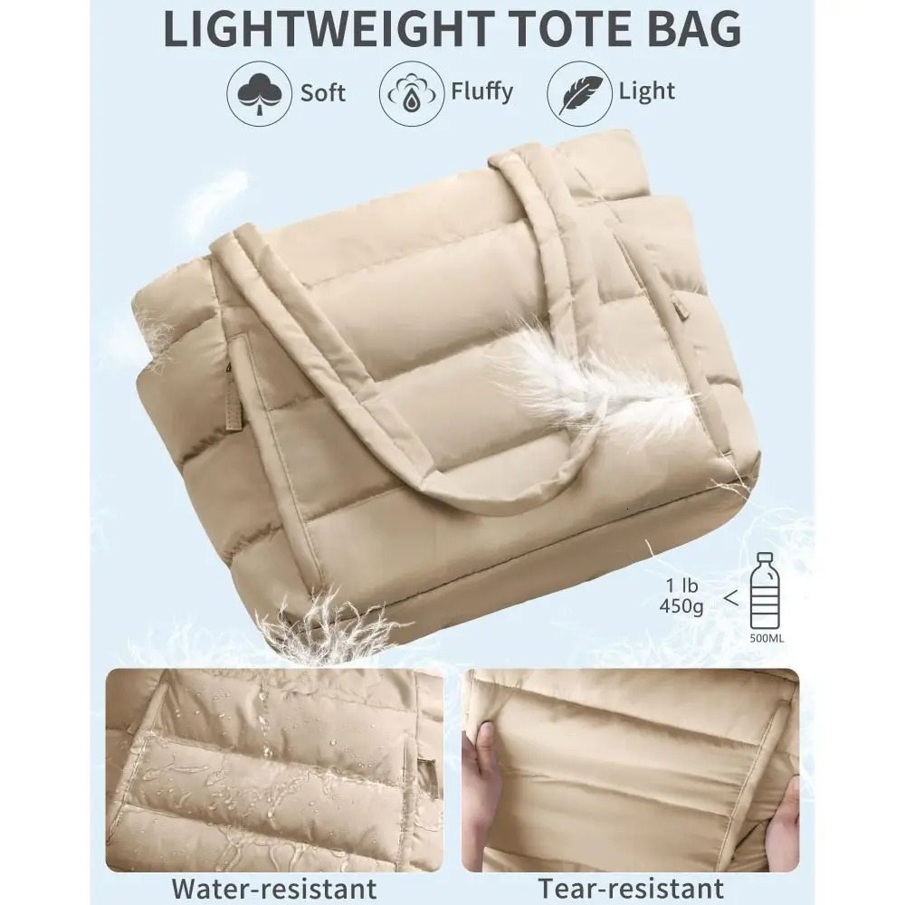 Large Capacity Puffer Tote Bag for Women with Coin Purse Multiple Pockets Puffy Handbag Casual Lightweight Quilted Shoulder Bag 260506 - view 4