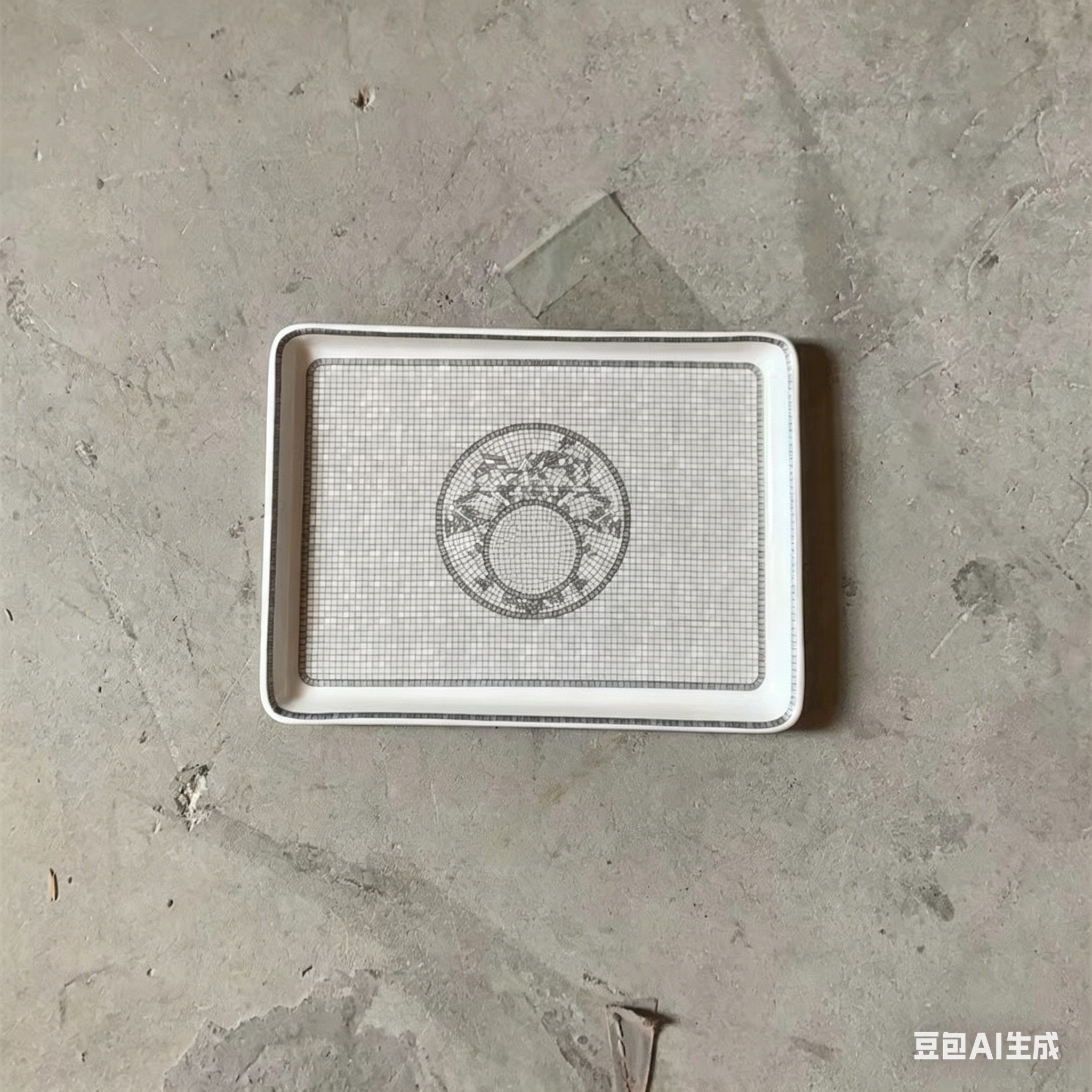 European Gray gold blue Retro Ceramic Plate, Multi-purpose for Snack, Food Serving, Jewelry, Seasoning, Home Decoration Wholesale