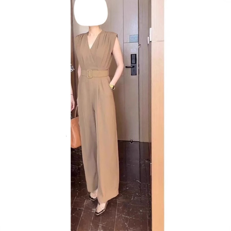 ZANZEA Street Fashion High Waist Jumpsuits Women Workwear Belt Rompers Solid Deep V Neck Elegant Office Lady Long Overalls 251016