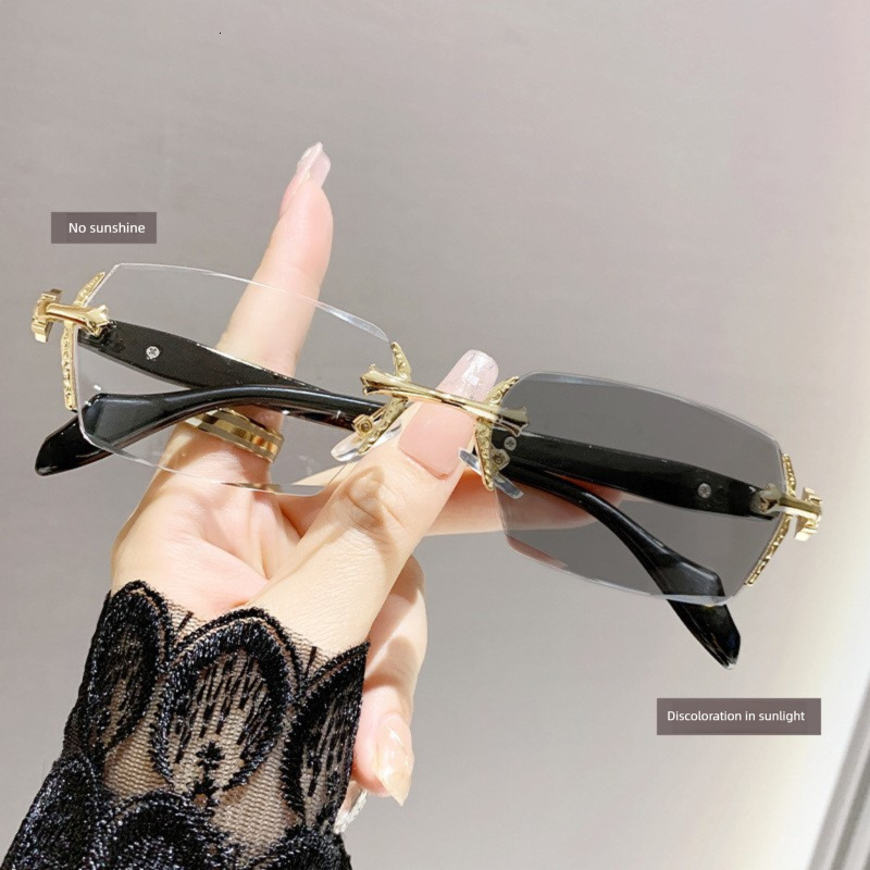 2026 New Designer Sunglasses Luxury Unisex Anti Blue Light Day And Night Reading Glasses Diamond Cut Frameless Business Anti Blue Light High-end Presb - view 4