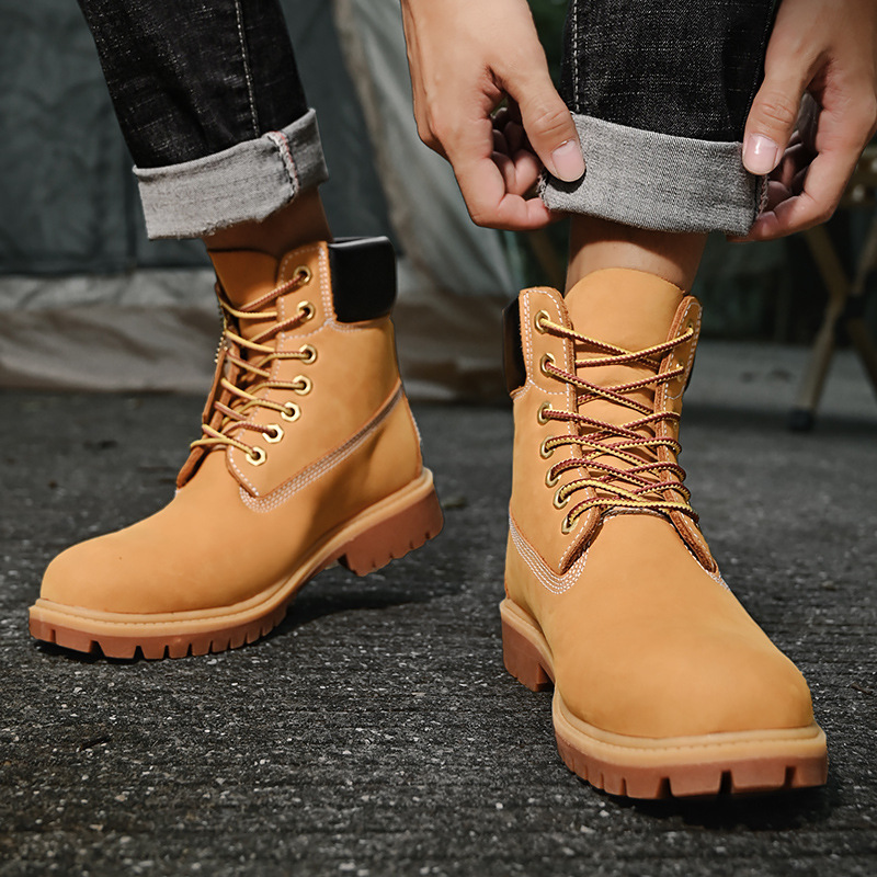 Mens Womens Wheat Nubuck Ankle Boots With Contrast Stitching - view 3