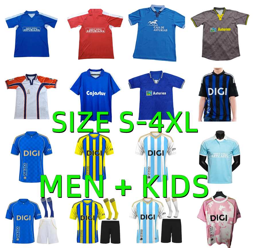 2025 2026 Reals Oviedo Soccer Jerseys 25 26 S. CAZORLA F. VINAS 1990 1991 1992 1995 1996 1997 Retro DUBOVSKY 90 91 92 95 96 97 Camisetas de futbol Football Shirts Men kids kit