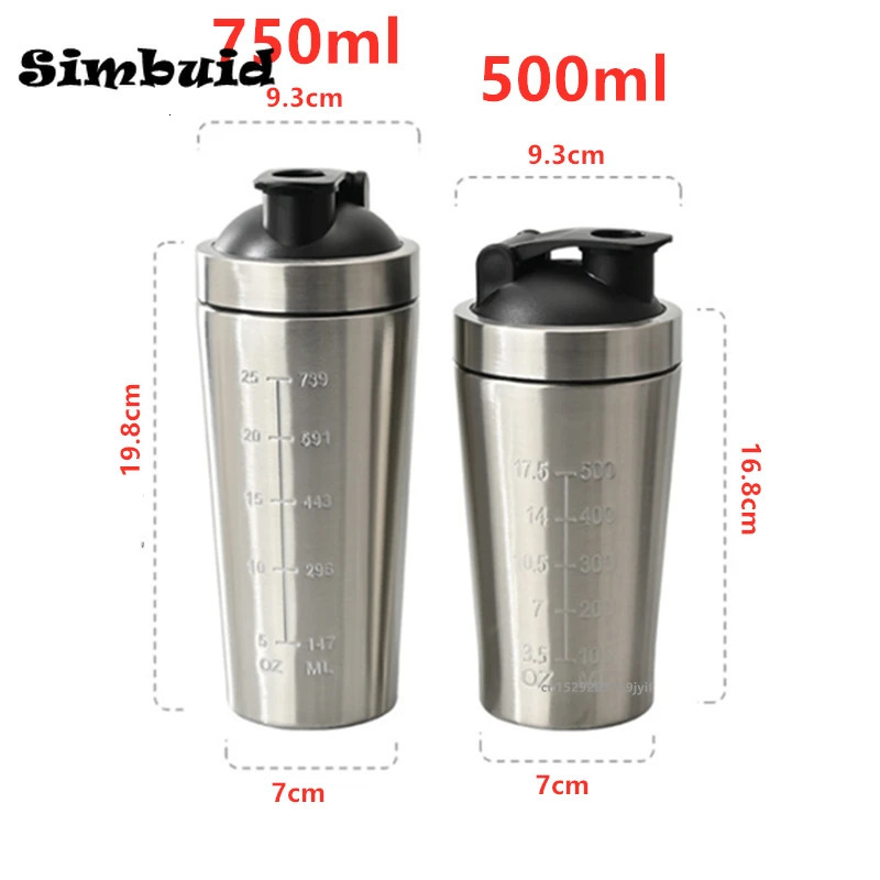 1pcs Stainless Steel Protein Powder Shaker Bottle with Ball Scale Leak Proof for Gym Fitness Sport Whey Shakes Water Cup 260507BJ - view 3