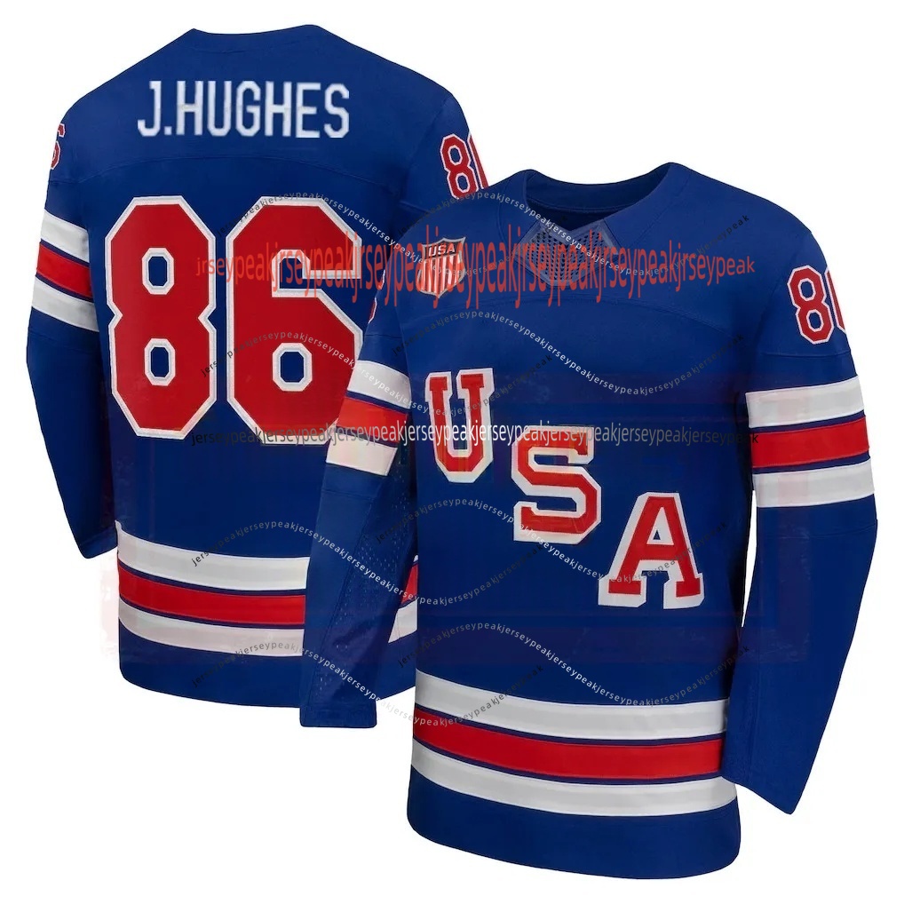 2026 USA Team 86 Jack Hughes Jerseys 34 Matthews (C) Tkachuk Hellebuyck Tage Thompson Brock Nelson Zach Werenski Quinn Hughes Matt Boldy Stitched Hock