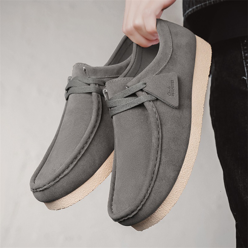 Mens Black Suede Breathable Wallabee Style Casual Shoes